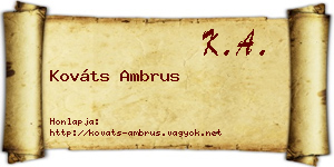Kováts Ambrus névjegykártya